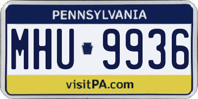 PA license plate MHU9936