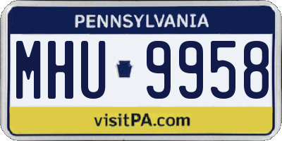 PA license plate MHU9958