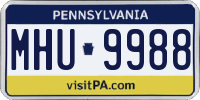 PA license plate MHU9988