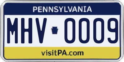 PA license plate MHV0009