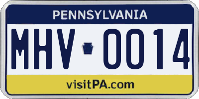 PA license plate MHV0014