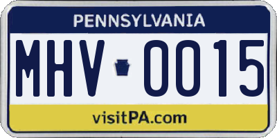 PA license plate MHV0015