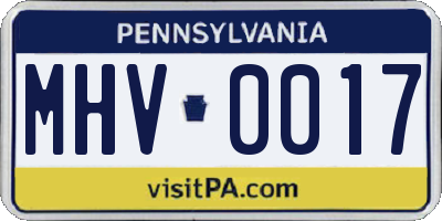 PA license plate MHV0017