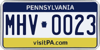 PA license plate MHV0023