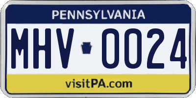 PA license plate MHV0024