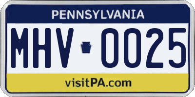 PA license plate MHV0025