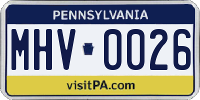 PA license plate MHV0026