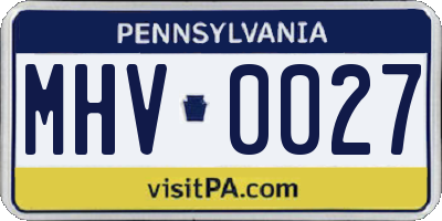 PA license plate MHV0027