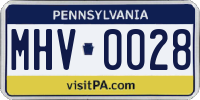 PA license plate MHV0028