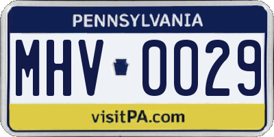 PA license plate MHV0029