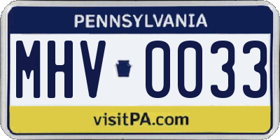 PA license plate MHV0033