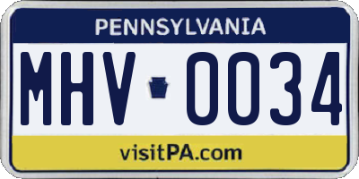 PA license plate MHV0034