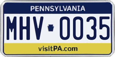 PA license plate MHV0035