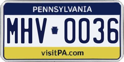 PA license plate MHV0036