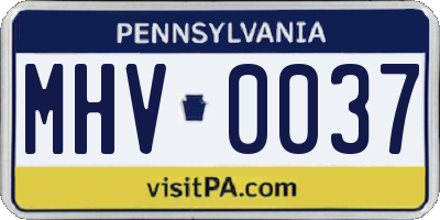 PA license plate MHV0037