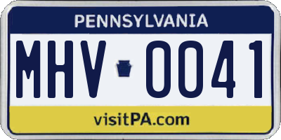 PA license plate MHV0041