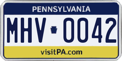 PA license plate MHV0042