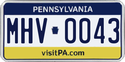 PA license plate MHV0043