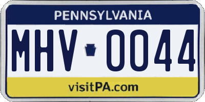 PA license plate MHV0044