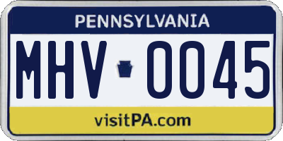 PA license plate MHV0045
