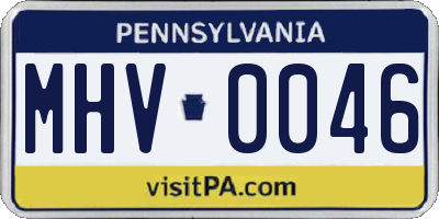 PA license plate MHV0046