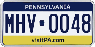 PA license plate MHV0048