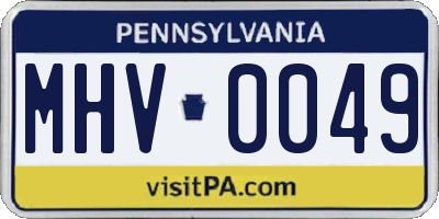 PA license plate MHV0049