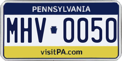 PA license plate MHV0050