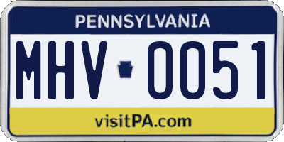 PA license plate MHV0051