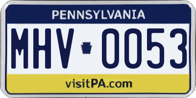 PA license plate MHV0053