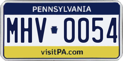 PA license plate MHV0054