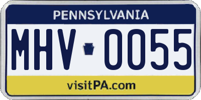 PA license plate MHV0055