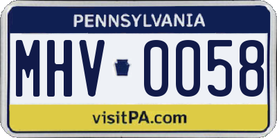 PA license plate MHV0058