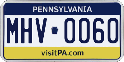 PA license plate MHV0060