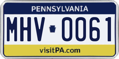 PA license plate MHV0061