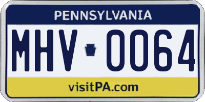 PA license plate MHV0064