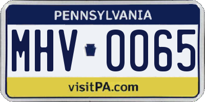 PA license plate MHV0065
