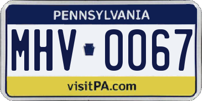 PA license plate MHV0067