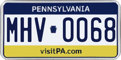 PA license plate MHV0068