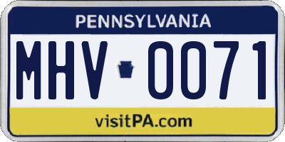 PA license plate MHV0071