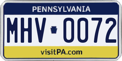 PA license plate MHV0072