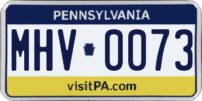 PA license plate MHV0073