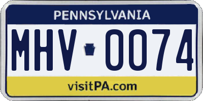 PA license plate MHV0074