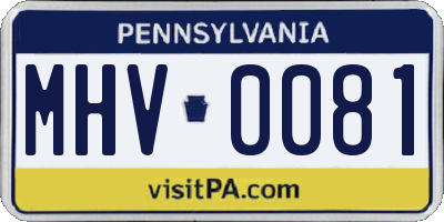 PA license plate MHV0081
