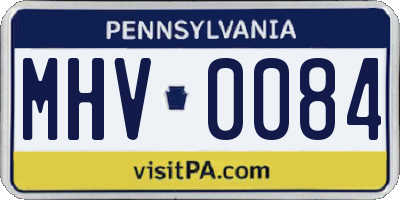 PA license plate MHV0084