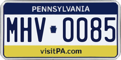 PA license plate MHV0085
