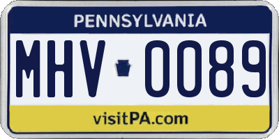 PA license plate MHV0089