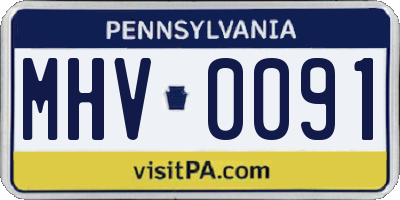 PA license plate MHV0091