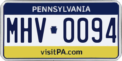 PA license plate MHV0094