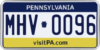PA license plate MHV0096
